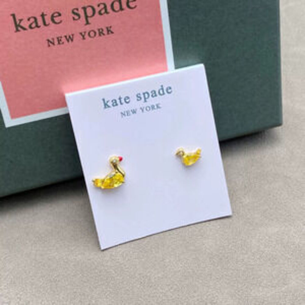 kate spade Asymmetrical Yellow Duck Earrings with Colorful CZ